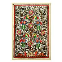 Madhubani-Gemälde, „Baum des Lebens“ – Indisches Madhubani-Gemälde