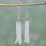 Hand Crafted Moonstone Waterfall Earrings, 'Whisper'