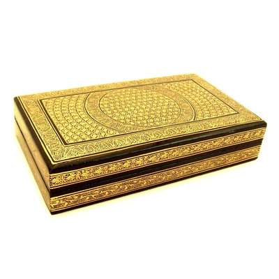 Papier mache jewelry box, 'Kashmir Bouquet' - Papier Mache Jewelry Box from India