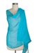 Linen shawl, 'Sheer Turquoise' - Women's Linen Solid Shawl from India