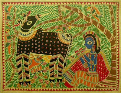 Spiritual Madhubani Folk Art Painting