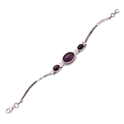 Amethyst link bracelet, 'Crown of Delhi' - Amethyst Link Bracelet