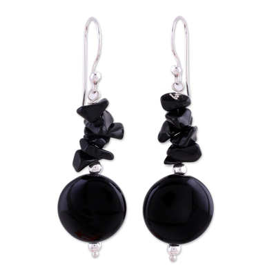 Onyx dangle earrings, 'Midnight Charm' - Onyx dangle earrings