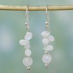Rainbow moonstone dangle earrings, 'Towering Clouds' - Rainbow Moonstone dangle earrings