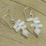 Rainbow moonstone dangle earrings, 'Towering Clouds' - Rainbow Moonstone dangle earrings