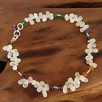 Featured review for Rainbow moonstone and carnelian beaded anklet, Festive Jaipur