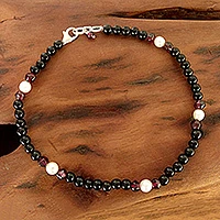 Onyx and garnet beaded anklet, Royal Dancer