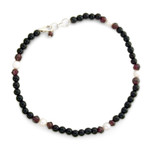 Onyx and garnet beaded anklet, 'Royal Dancer' - Onyx and garnet beaded anklet