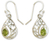 Peridot dangle earrings, 'Lace Halo' - Peridot Birthstone jewellery in Sterling Silver Earrings (image 2a) thumbail