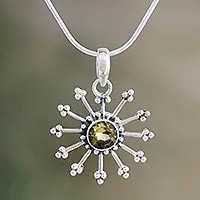 Citrine pendant necklace, 'Sunshine Daze'