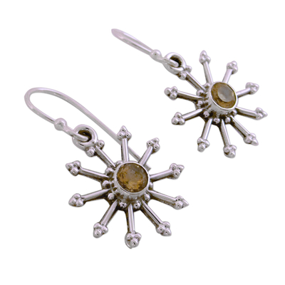 Citrine dangle earrings, 'Sunshine Daze' - Sterling Silver Dangle Earrings with Citrine