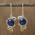 Lapis and citrine dangle earrings, 'Royal Charm' - Indian Earrings with Lapis Citrine and Sterling Silver thumbail