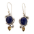 Lapis and citrine dangle earrings, 'Royal Charm' - Indian Earrings with Lapis Citrine and Sterling Silver (image 2a) thumbail