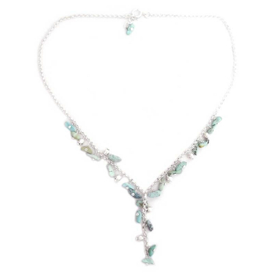 Turquoise Y necklace, 'Jaipur Princess' - Turquoise Y necklace