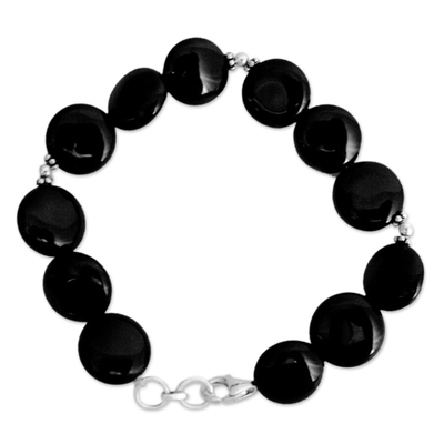 Onyx beaded bracelet, 'Dark Destiny' - Onyx beaded bracelet