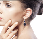 Lapis lazuli dangle earrings, 'Bihar Moons' - Lapis Lazuli Dangle Earrings from India