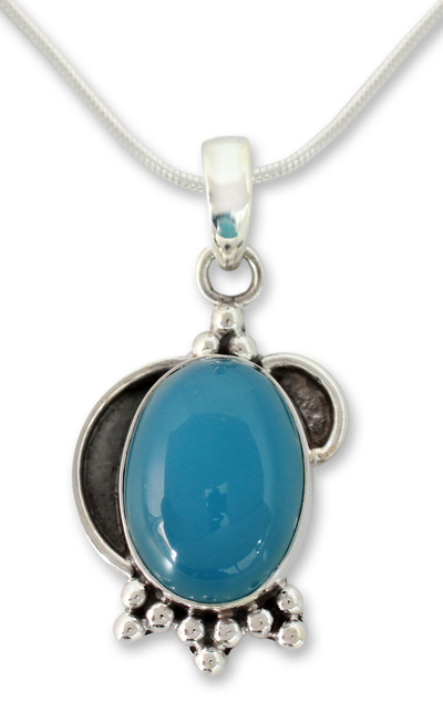 Sterling Silver and Chalcedony Pendant Necklace
