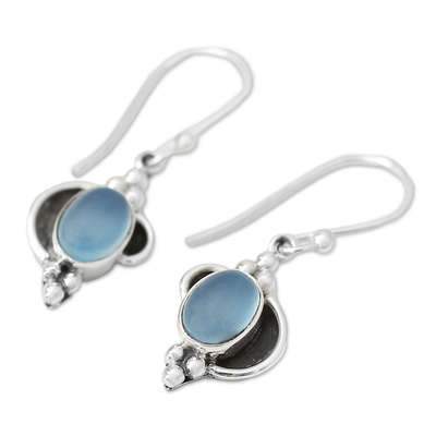 Chalcedony dangle earrings, 'Sky Charm' - Fair Trade Sterling Silver and Chalcedony Earrings