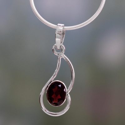 Garnet pendant necklace, 'Forever Scarlet' - Garnet pendant necklace