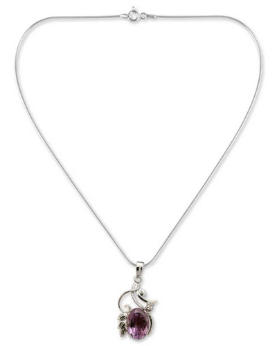 Amethyst flower necklace, 'Nostalgia' - Amethyst flower necklace