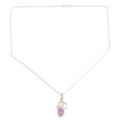 Amethyst pendant necklace, 'Goddess Dreamer' - Amethyst pendant necklace