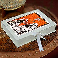 Madhubani greeting cards, 'Wedding Feast' (set of 8) - Madhubani greeting cards (Set of 8)