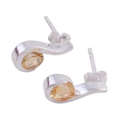 Citrin-Tropfenohrringe - Citrin-Ohrringe für Damen, Sterlingsilberschmuck aus Indien