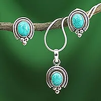 Sterling silver jewelry set, 'Song of Joy' - Sterling Silver and Magnesite Jewelry Set