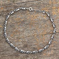 Fußkettchen aus Sterlingsilber, „Elefantenparade“ – Elefanten-Fußkettchen aus Sterlingsilber mit Gliedern, indischer Schmuck