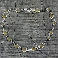 Lemon quartz long chain necklace, 'Duduma Majesty'