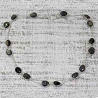 Labradorite long chain necklace, 'Duduma Majesty'