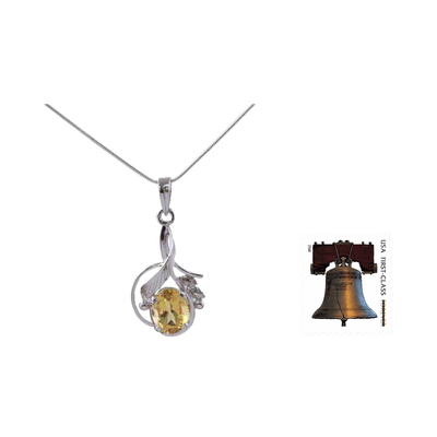 Citrin-Blumen-Halskette - Halskette aus Sterlingsilber und Citrin, Fair-Trade-Schmuck