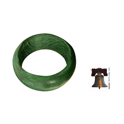 Wood bangle bracelet, 'Green India' - Wood bangle bracelet