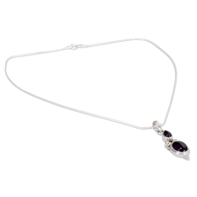 Amethyst pendant necklace, 'Mumbai Lilac' - Amethyst pendant necklace