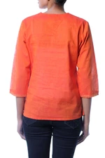 Cotton blouse, 'Rajasthan Sun' - Handcrafted Floral Cotton Blouse Top