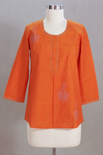 Cotton blouse, 'Rajasthan Sun' - Handcrafted Floral Cotton Blouse Top