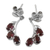 Garnet flower earrings, 'Bright Blossoms' - Sterling Silver and Garnet Earrings Artisan Jewelry (image 2e) thumbail