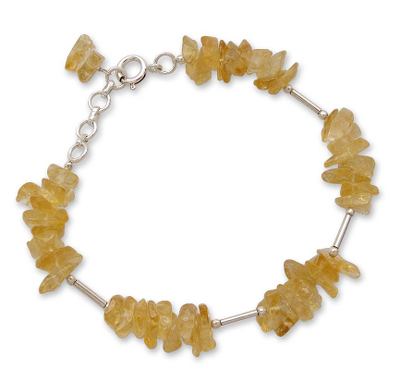 Sterling Silver and Citrine Artisan Crafted Bracelet