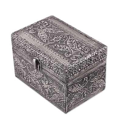 Brass jewelry box, 'Persian Paradise' - Brass jewellery Box from India