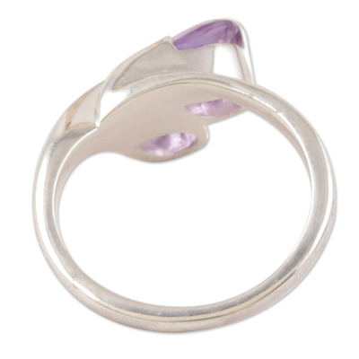 Amethyst floral ring, 'Rose of Dreams' - Amethyst floral ring