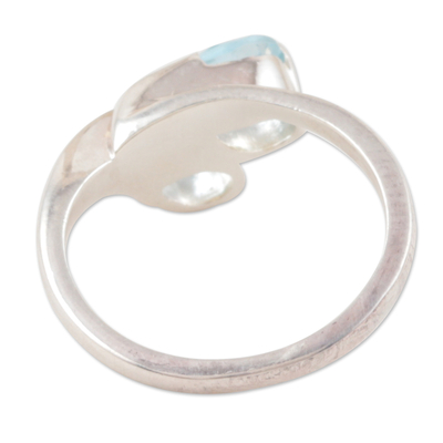 Blue topaz floral ring, 'Rose of Truth' - Handcrafted Blue Topaz and Silver Ring