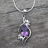 Amethyst flower necklace, 'Bengal Blossom'