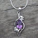 Amethyst flower necklace, 'Bengal Blossom' - Amethyst flower necklace