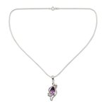 Amethyst flower necklace, 'Bengal Blossom' - Amethyst flower necklace