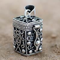 Sterling silver locket pendant, 'Prayer Box'