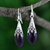 Amethyst dangle earrings, 'Kerala Princess' - Sterling Silver and Amethyst Dangle Earrings thumbail