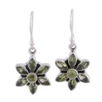 Peridot flower earrings, 'Daisy Beauty' - Peridot Earrings from Sterling Silver Flower Jewelry