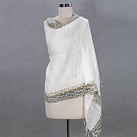 Linen shawl, 'Desert Queen' - Linen shawl
