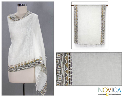 Linen shawl, 'Desert Queen' - Linen shawl
