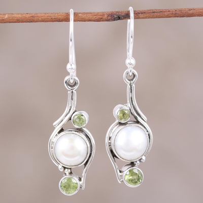Pearl and peridot dangle earrings, Sweet Dreams